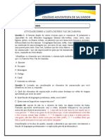 Atividade Sobre A Carta de Pero Vaz de Caminha