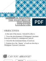 Lesson 1: Mapping: The Features of Philippine Literature