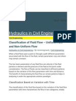 Hydraulics in Civil Engineering: Classification of Fluid Flow - Uniform Flow and Non-Uniform Flow