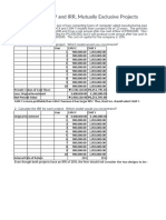 Assignment 1: NPV and IRR, Mutually Exclusive Projects: Net Present Value 1,930,110.40 2,251,795.46