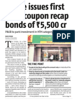 Centre Issues First Zero-Coupon Recap Bonds of 5,500 CR: P&SB To Park Investment in HTM Category Raises Concern