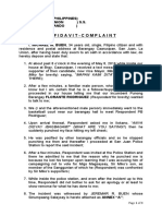 Affidavit-Complaint: Republic of The Philippines) Province of La Union) S.S. City of San Fernando)