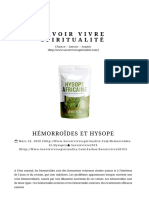 HÉMORROÏDES ET HYSOPE Savoir Vivre Spiritualité PDF