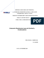 Evaluación Resistencias Leyes de Kirchhoff y Condensadores Cesar Cardenas