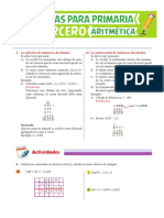 Adición y Sustracción de Números Decimales para Tercero de Primaria