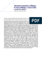 Covid-19: Les Thérapies Proposées S'affinent