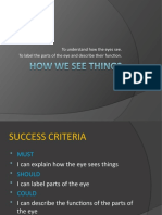 To Understand How The Eyes See. To Label The Parts of The Eye and Describe Their Function