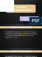 Linear Congruences: Presented By: Ana Marie B. Valenzuela MILE-Mathematics