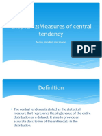 Chapter 12:measures of Central Tendency: Mean, Median and Mode