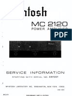 Mcintosh mc2120 Power Amplifier SM PDF