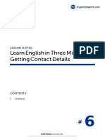 Learn English in Three Minutes #6 Getting Contact Details: Lesson Notes