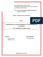 Contribution Du Contrôle Budgétaire À La Performance de L'entreprise