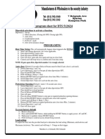 Quick Program Sheet For DTS 512/624: Dipswitch Selections To Activate A Function