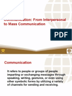 Lesson 1 Communication: From Interpersonal To Mass Communication