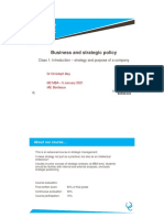 Business and Strategic Policy: Class 1: Introduction - Strategy and Purpose of A Company