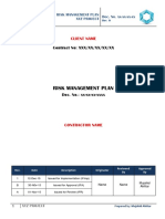 Risk Management Plan: Contract No: XXX/XX/XX/XX/XX