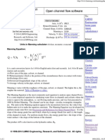 Manning Equation Calculator Open Channel Flow Software: Lmno Engineering Home Page (More Calculations)