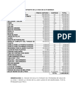 Presupuesto de Casa Alto Barinas