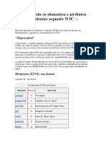 Elementos e Atributos HTML em Desuso Segundo W3C