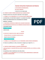 Cuestionario de Examen Del Primer Quimestre de Historia