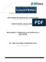 CARLOS RAFAEL SALAS CASSIANI - Actividad 1.1 - Cuadro Sinóptico Relaciones y Tareas de La Filosofía de La Educación