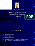 Status Report On Standard Specifications and Codes of Practice