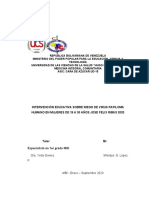 Intervención Educativa Sobre Riego de Virus Papiloma Humano en Mujeres de 19 A 30 Años Jose Felix Ribas 2020