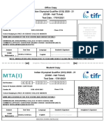 Indian Olympiad Qualifier (IOQ) 2020 - 21 (IOQM - Hall Ticket) Test Date: 17/01/2021 Office