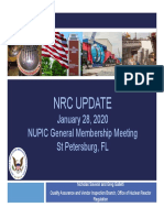 NRC Update: January 28, 2020 NUPIC General Membership Meeting ST Petersburg, FL