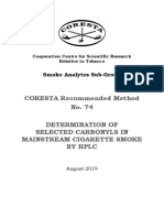 CORESTA Recommended Method No. 74 Determination of Selected Carbonyls in Mainstream Cigarette Smoke by HPLC