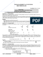 Cost and Management Accounting Mid Term Exam: July, 2020 Time Allowed: 3 Hours & 15 Minutes