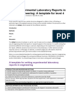 Experimental Laboratory Reports in Engineering A Template For Level 4