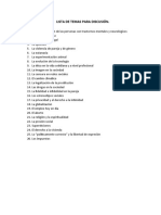 Lista de Temas para Discusión