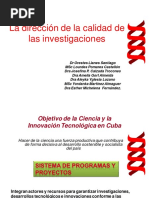 Direción Calidad Investigaciones. Cuba