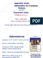 Math/CSE 1019C: Discrete Mathematics For Computer Science: Suprakash Datta