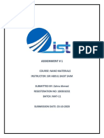 Assignment # 1: Course: Nano Materials Instructor: Sir Abdul Basit Saim