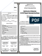 Certificate of Operation HV-MV Primary Disconnecting Means