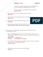 2.2 Normal Distribution Worksheet AP Statistics: Between 18.6 MPG and 31 MPG