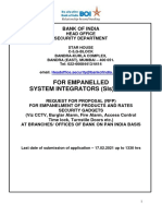 For Empanelled System Integrators (Sis) Only: Bank of India