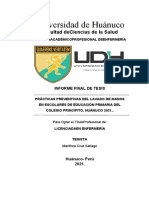 Tesis. Prácticas Preventivas Del Lavado de Manos en Escolares de Educación Primaria Del Colegio Principito