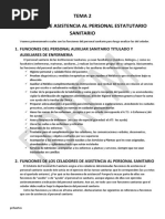 TEMA 2 Funciones de Asistencia Al Personal Estatutario Sanitario.