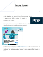 Calculation of Stabilizing Resistor in High Impedance Differential Protection - Electrical Concepts