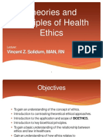 Theories and Principles of Health Ethics: Vincent Z. Solidum, MAN, RN