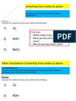 Mole Calculations-Converting From Moles To Atoms: Starter