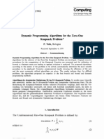 Computing: Dynamic Programming Algorithms For The Zero-One Knapsack Problem