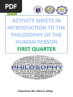 Activity Sheets in Introduction To The Philosophy of