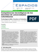 Competencias Tecnológicas de Los Docentes de Universidades Colombianas