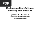 Understanding Culture, Society and Politics: Quarter 1 - Module 3: Cultural Relativism and Ethnocentrism