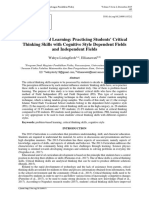 Problem Based Learning: Practicing Students' Critical Thinking Skills With Cognitive Style Dependent Fields and Independent Fields