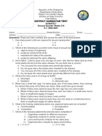 Science 7 Summative Test With Answer Key Weeks 5-8